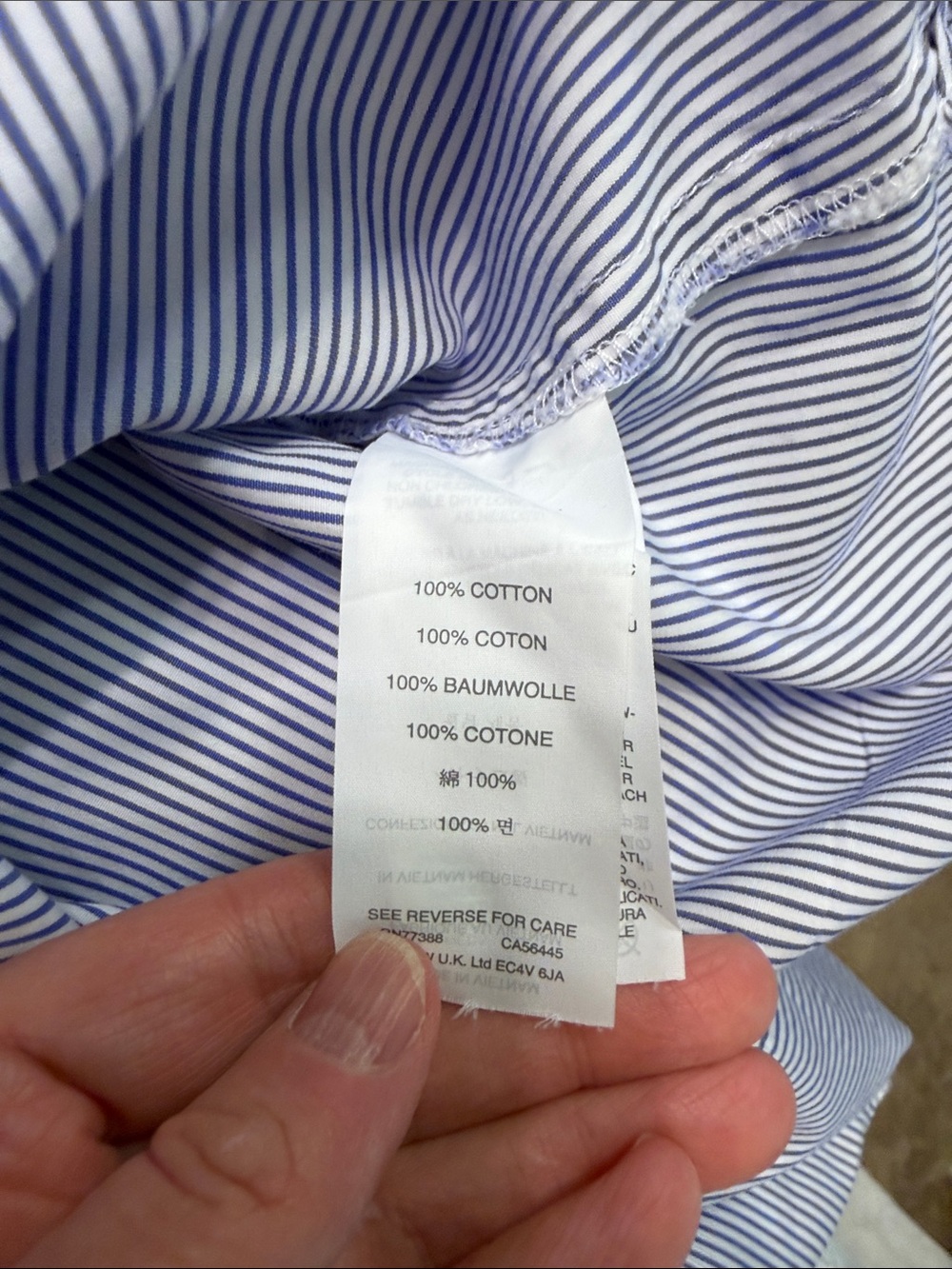 J. Crew Blue White Pinstripe Cap-Sleeve Button Shirt - Picture 4 of 15